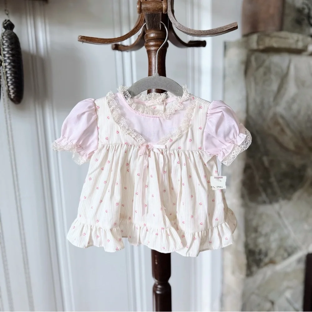 Vintage Floral Cottagecore Baby Top 6/9 m
